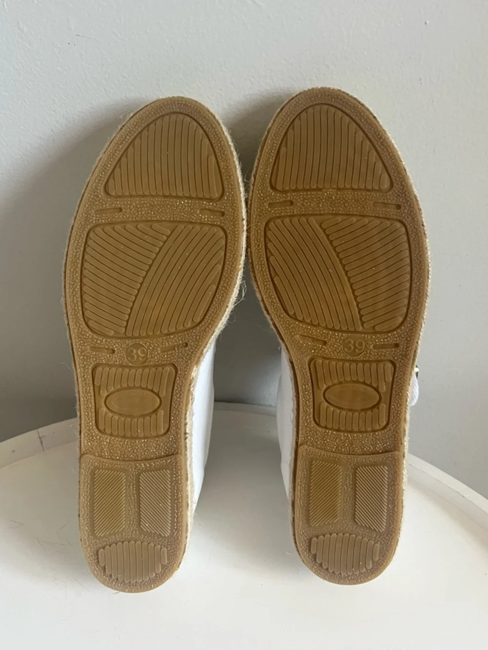 NEW Jutelia Leather Mary Jane Espadrilles White Size 39/7.5-8